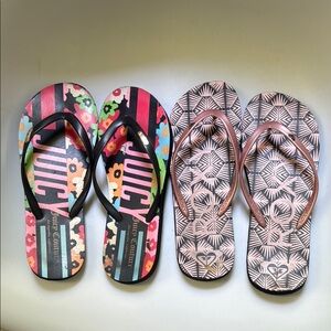 Juicy Couture and Roxy Flip Flops Set
